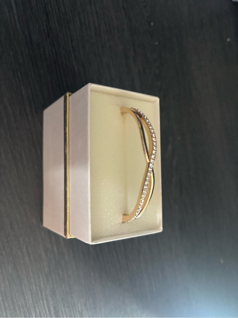 Anne Klein Gold-Tone Crystal Infinity Bangle Bracelet